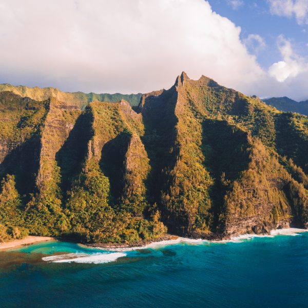 view of Maui Island with mountains and the sea